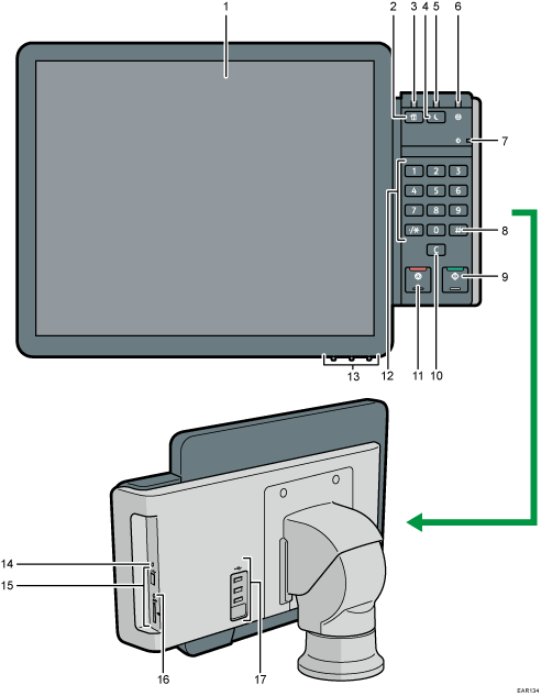 Control panel illustration numbered callout illustration