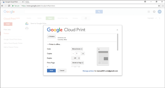 announcer silke roterende Printing with Google Cloud Print | User Guide | P 501, P 502