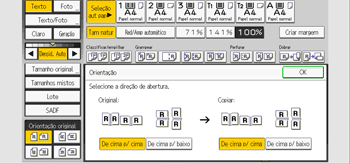 Ilustração da tela do painel de operação