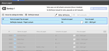 Ilustração da tela do painel de operação