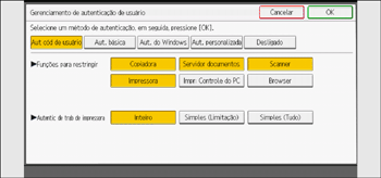 Ilustração da tela do painel de operação