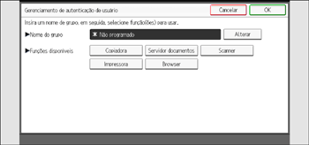Ilustração da tela do painel de operação