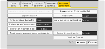 Ilustração da tela do painel de operação