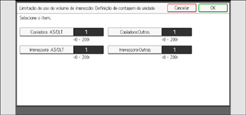 Ilustração da tela do painel de operação