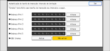 Ilustração da tela do painel de operação