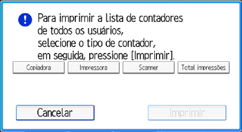 Ilustração da tela do painel de operação