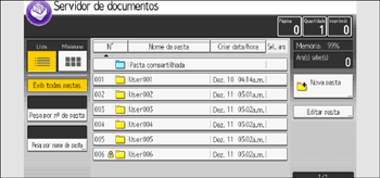 Ilustração da tela do painel de operação