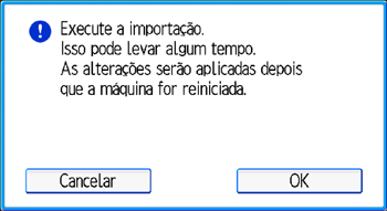 Ilustração da tela do painel de operação