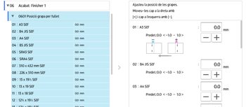 Il·lustració de pantalla del panell d'operacions