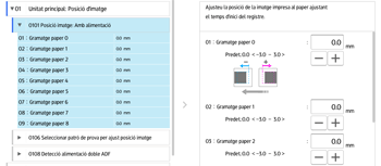 Il·lustració de pantalla del panell d'operacions