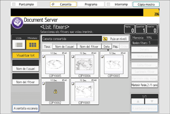 Il·lustració de pantalla del panell d'operacions
