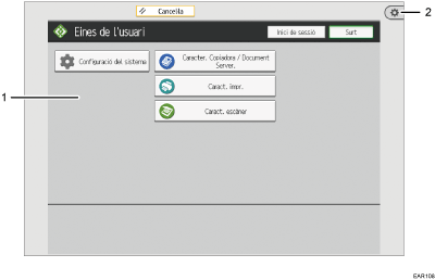 Il·lustració de la pantalla del panell d'operacions (il·lustració de referència numerada)