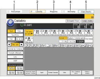 Il·lustració de la pantalla del panell d'operacions (il·lustració de referència numerada)