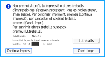 Il·lustració de pantalla del panell d'operacions