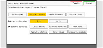 Il·lustració de pantalla del panell d'operacions