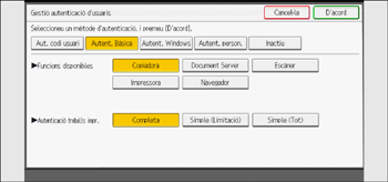 Il·lustració de pantalla del panell d'operacions