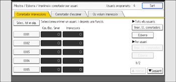 Il·lustració de pantalla del panell d'operacions