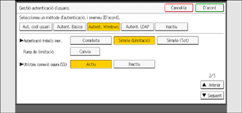 Il·lustració de pantalla del panell d'operacions