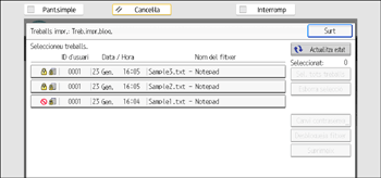 Il·lustració de pantalla del panell d'operacions