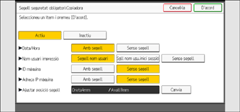 Il·lustració de pantalla del panell d'operacions