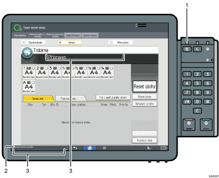 Číslovaná ilustrace ovládacího panelu.