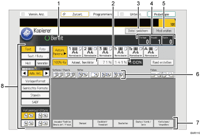 Nummerierte Abbildung Bedienfeld-Bildschirm