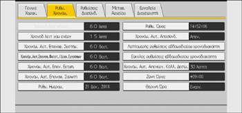 Εικόνα οθόνης πίνακα χειρισμού