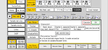Ilustración de la pantalla del panel de mandos