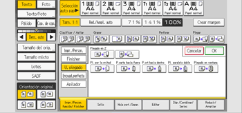 Ilustración de la pantalla del panel de mandos