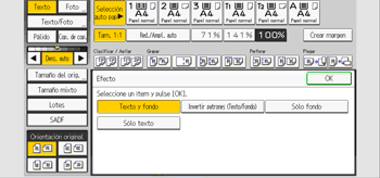 Ilustración de la pantalla del panel de mandos