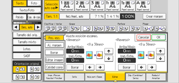 Ilustración de la pantalla del panel de mandos