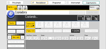 Ilustración de la pantalla del panel de mandos