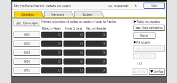Ilustración de la pantalla del panel de mandos