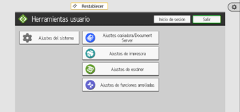 Ilustración de la pantalla del panel de mandos