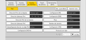 Ilustración de la pantalla del panel de mandos
