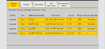 Ilustración de la pantalla del panel de mandos