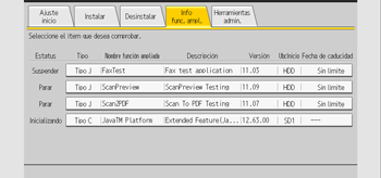 Ilustración de la pantalla del panel de mandos