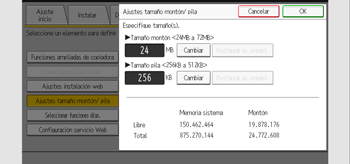 Ilustración de la pantalla del panel de mandos