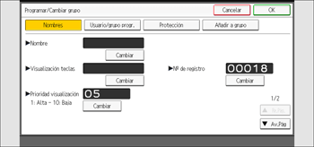 Ilustración de la pantalla del panel de mandos
