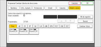 Ilustración de la pantalla del panel de mandos