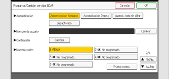 Ilustración de la pantalla del panel de mandos