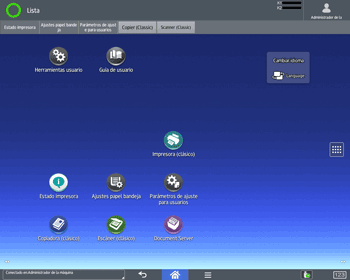 Ilustración de la pantalla del panel de mandos