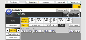 Ilustración de la pantalla del panel de mandos