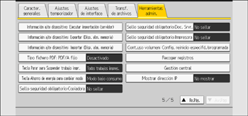 Ilustración de la pantalla del panel de mandos