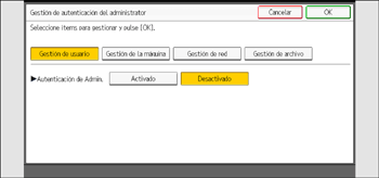 Ilustración de la pantalla del panel de mandos