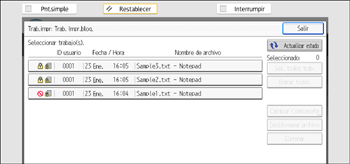 Ilustración de la pantalla del panel de mandos