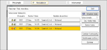 Ilustración de la pantalla del panel de mandos