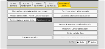 Ilustración de la pantalla del panel de mandos