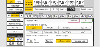 Illustration de l'écran du panneau de commande