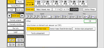 Illustration de l'écran du panneau de commande